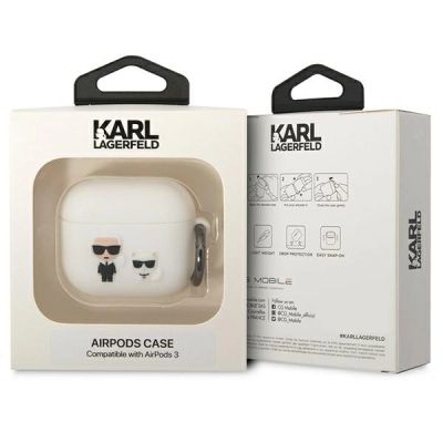 3. Etui Karl Lagerfeld Silicone Karl&Choupette na AirPods 3 - białe