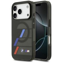 Etui BMW M IML Metal Buttons Tricolor Lines MagSafe na iPhone 17 Pro Max - czarne
