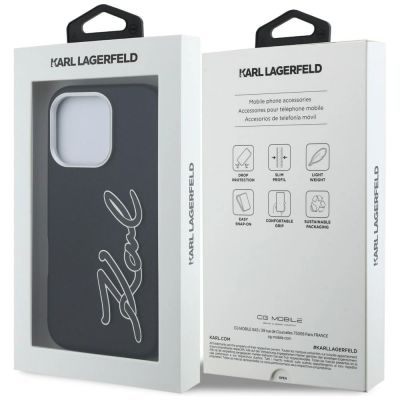 8. Etui Karl Lagerfeld FW Grained Signature Logo na iPhone 16 Pro Max - czarne