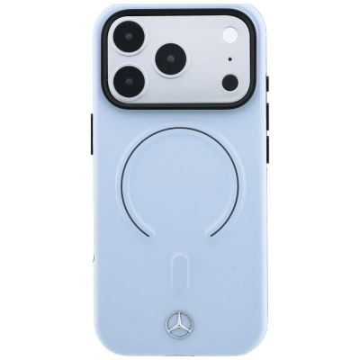 3. Etui Mercedes Leather 3D MagSafe na iPhone 18 Pro / 17 Pro - niebieskie