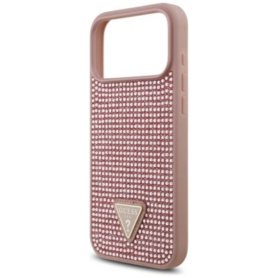 6. Etui Guess Rhinestone Triangle Logo na iPhone 17 Pro Max - różowe