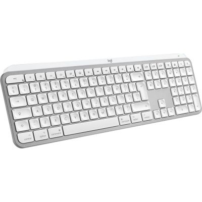 4. Logitech Master MX Keys S for Mac klawiatura Biuro RF Wireless + Bluetooth QWERTY Amerykański międzynarodowy Aluminium, Biały