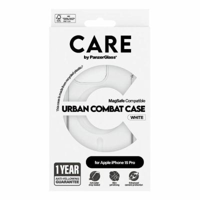 4. Etui CARE by PanzerGlass Urban Combat Case MagSafe na iPhone 15 Pro - białe