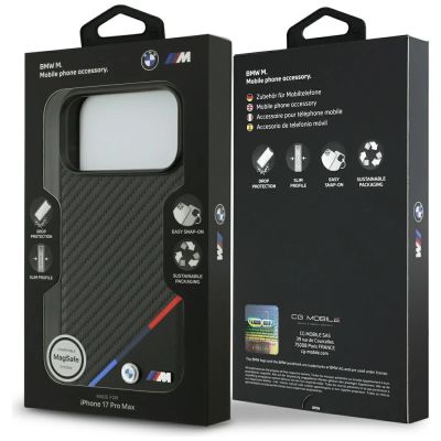 8. Etui BMW M Carbon Tricolor Line MagSafe na iPhone 17 Pro Max - czarne