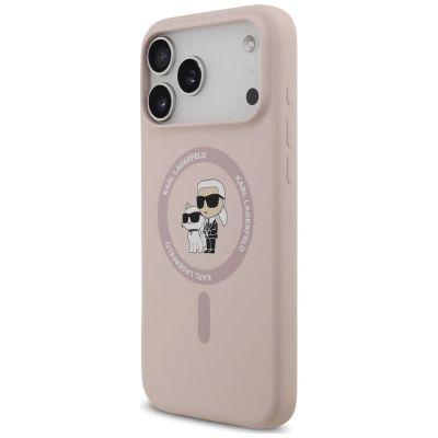 2. Etui Karl Lagerfeld Silicone Karl&Choupette Ring MagSafe na iPhone 18 Pro Max / 17 Pro Max - różowe