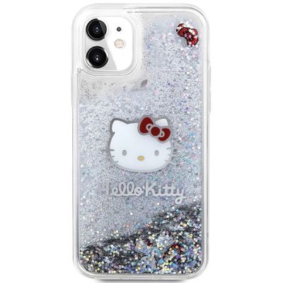 3. Etui Hello Kitty Liquid Glitter Charms Kitty Head na iPhone 11 / Xr - srebrne