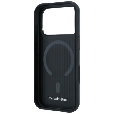 7. Etui Mercedes Leather with Ring Stand MagSafe na iPhone 18 Pro / 17 Pro - ciemnoszare