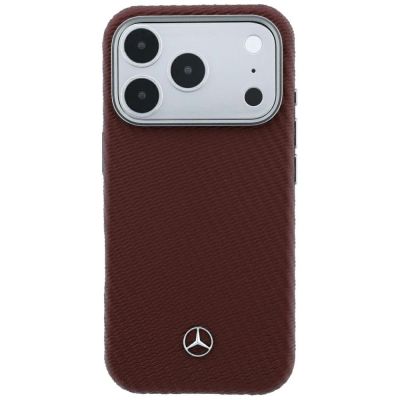 3. Etui Mercedes Leather Semi Wrap Wood Effect MagSafe na iPhone 17 Pro / 18 Pro - burgundowe