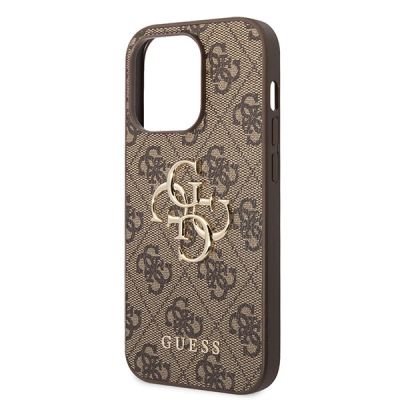 6. Etui Guess 4G Big Metal Logo do iPhone 15 Pro - brązowe