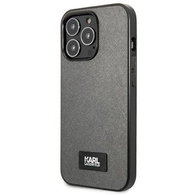 2. Etui Karl Lagerfeld Saffiano Plaque na iPhone 13 Pro / 13 6,1" - srebrne