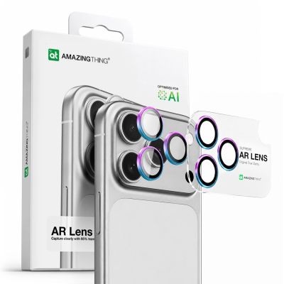 4. Szkło na aparat AMAZINGTHING Lens Glass na iPhone 17 Pro / Pro Max z tęczową ramką aluminiową