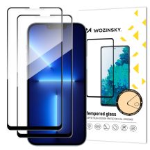 Wozinsky zestaw 2x super wytrzymałe szkło hartowane Full Glue na cały ekran z ramką Case Friendly iPhone 17e / 16e, iPhone 14, iPhone 13 Pro / iPhone 13 czarny