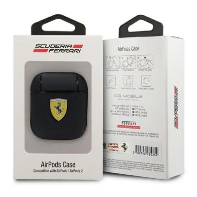 4. Etui Ferrari On Track Leather na AirPods 1/2 - czarne