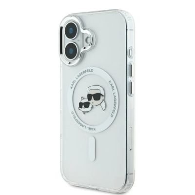 2. Etui Karl Lagerfeld IML Metal Karl&Choupette Head MagSafe na iPhone 16 - białe