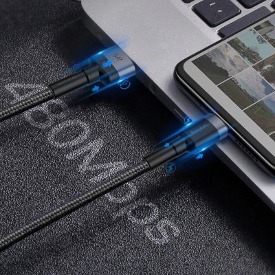 17. Baseus Cafule kabel przewód USB Typ C SuperCharge 40W Quick Charge 3.0 QC 3.0 1m szaro-czarny (CATKLF-PG1)