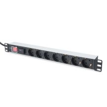Digitus Listwa zasilająca PDU 19" Rack, 7x gniazdo schuko, 2.0m, 1x wtyk unischuko, 16A, wł./wył., zabezpieczenie przepięciowe, profil aluminiowy