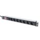 Digitus Listwa zasilająca PDU 19" Rack, 7x gniazdo schuko, 2.0m, 1x wtyk unischuko, 16A, wł./wył., zabezpieczenie przepięciowe, profil aluminiowy