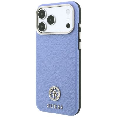 2. Etui Guess Grained Round Strass Logo MagSafe na iPhone 18 Pro Max / 17 Pro Max - niebieskie