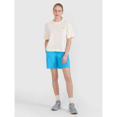 3. T-shirt regular z nadrukiem damski 4F 4FWSS25TTSHF1967-11S