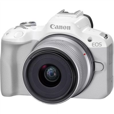 18. Canon EOS R50, White + RF-S 18-45mm F4.5-6.3 IS STM Kit Bezlusterkowiec 24,2 MP CMOS 6000 x 4000 px Biały