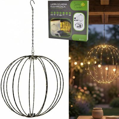 LAMPA SOLARNA WISZĄCA KULA 30CM 120 LED CIEPŁY BIAŁY