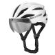 2. Kask rowerowy Rockbros z szybką, odpinane okulary z ochroną UV, unisex, błyszczący - biały