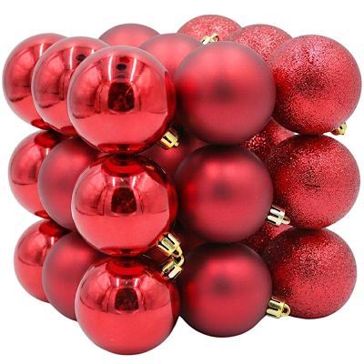 2. BOMBKA DEKORACYJNA PLASTIKOWA BEZPIECZNA 27SZT śr 6cm CZERWONE MICA