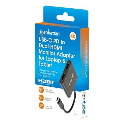 3. Manhattan 154321 adapter kablowy 0,15 m USB Type-C 2 x HDMI Czarny