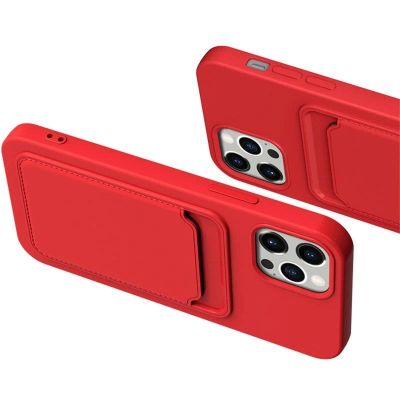 8. Card Case silikonowe etui portfel z kieszonką na kartę dokumenty do Samsung Galaxy A22 4G ciemnozielony