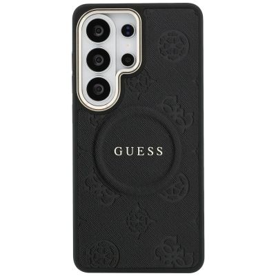 3. Etui Guess Saffiano Peony Embossed Ring MagSafe na Samsung Galaxy S26 Ultra - czarne