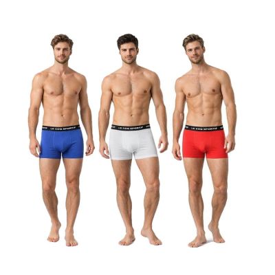 9. Le Coq Sportif bokserki majtki męskie 3PAK czerwone szare granatowe