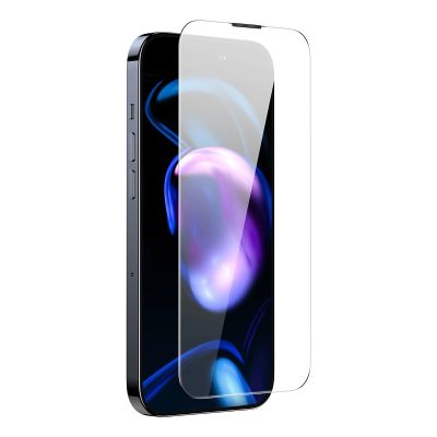 3. Baseus zestaw 2x szkło hartowane do iPhone 14 Pro na cały ekran z osłoną na głośnik 0.3mm + ramka montażowa