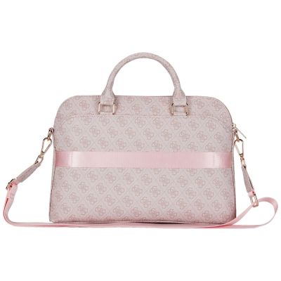 2. Torba Guess 4G Zipper Pocket Triangle Logo na laptopa 15" - różowa