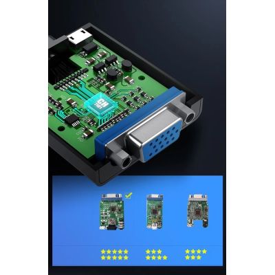 11. Ugreen adapter przejściówka HDMI - VGA micro USB / audio 3,5 mm mini jack czarny (40248)