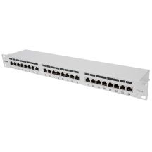 INTELLINET 24-Port Cat6a Patchpanel FTP 1HE  grau