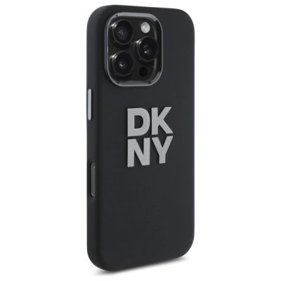 4. Etui DKNY Liquid Silicone Metal Logo na iPhone 16 Pro Max - czarne