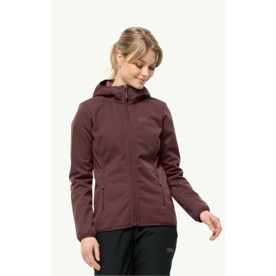 2. Kurtka przejściowa z kapturem damska Jack Wolfskin Windhain Hoody W softshell czerwona (1307481_2866)