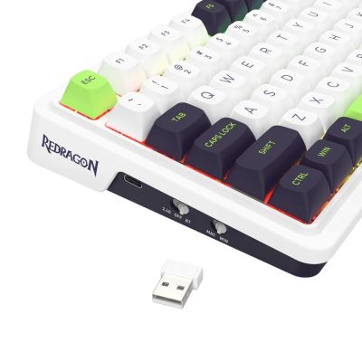 10. REDRAGON K686WBG-RGB-MAX Eisa Max klawiatura USB + RF Wireless + Bluetooth Biały, Czarny