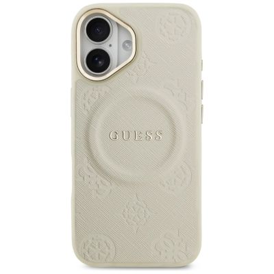 3. Etui Guess Peony Hot Stamp MagSafe na iPhone 17 - beżowe