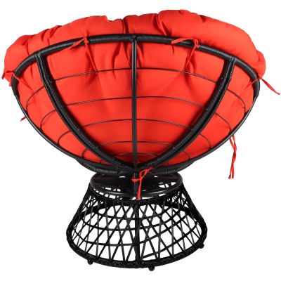 9. FOTEL OGRODOWY OBROTOWY 360 STOPNI Z PODUSZKĄ CZERWONĄ