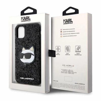8. Etui Karl Lagerfeld Glitter Choupette Patch na iPhone 11 / Xr - czarne