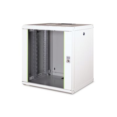 10. Digitus Szafa sieciowa wisząca Unique 19" 12U rack 600x450, drzwi szyba, szary, niedzielona, złożona, 100kg