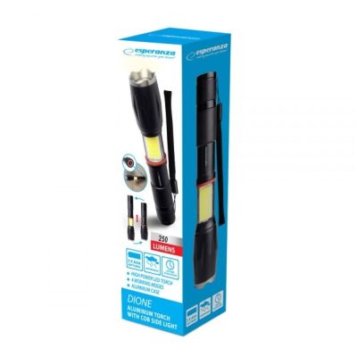 15. ESPERANZA ALUMINIOWA LATARKA ZE ŚWIATŁEM BOCZNYM COB DIONE EOT070