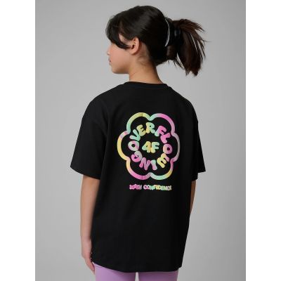 2. T-shirt loose z nadrukiem dziewczęcy 4F 4FJRSS26TTSHF4137-020S