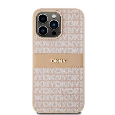 3. Etui DKNY Leather Mono Stripe & Metal Logo na iPhone 15 Pro Max - różowe