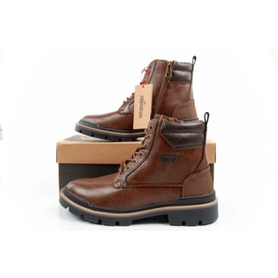 10. Wrangler Nevada buty męskie sztyblety trzewiki eleganckie modne sznurowane brązowe