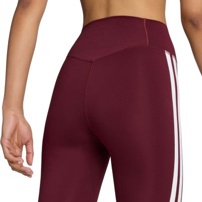 5. Legginsy damskie adidas Optime Essentials Workout 3-Stripes 7/8 bordowe KT3772