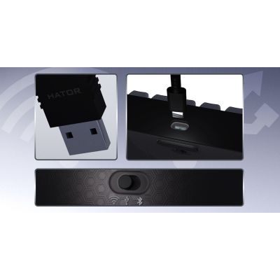 13. HATOR Skyfall Pro Wireless 65 klawiatura Gaming USB + RF Wireless + Bluetooth QWERTY US English Czarny, Szary