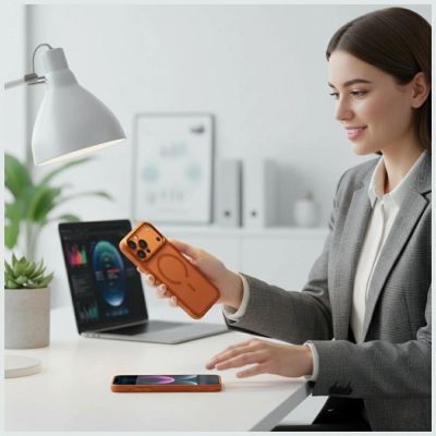 5. Etui UNIQ Veren na iPhone 17 Pro Magclick Charging - pomarańczowe