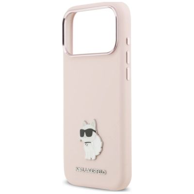 6. Etui Karl Lagerfeld Silicone Choupette Metal Pin na iPhone 18 Pro Max / 17 Pro Max - różowe